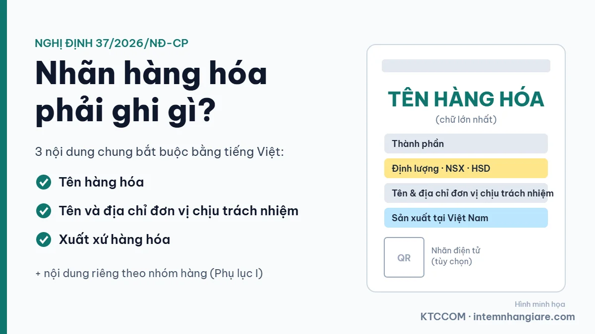 Hình minh họa nhãn hàng hóa phải ghi gì: tên hàng, tên và địa chỉ, xuất xứ